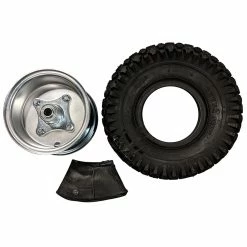 Cheapest 😀 OMB Warehouse 5" Steel Wheel And Tire Package - Studded Tire - Centered Hub ⌛